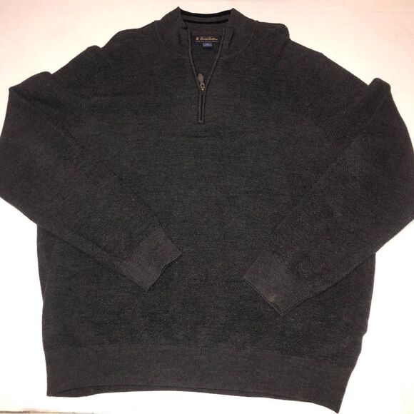 Brooks Brothers Sz XL Gray Extra Fine Italian Merino Wool Half-Zip Sweater - Picture 1 of 6